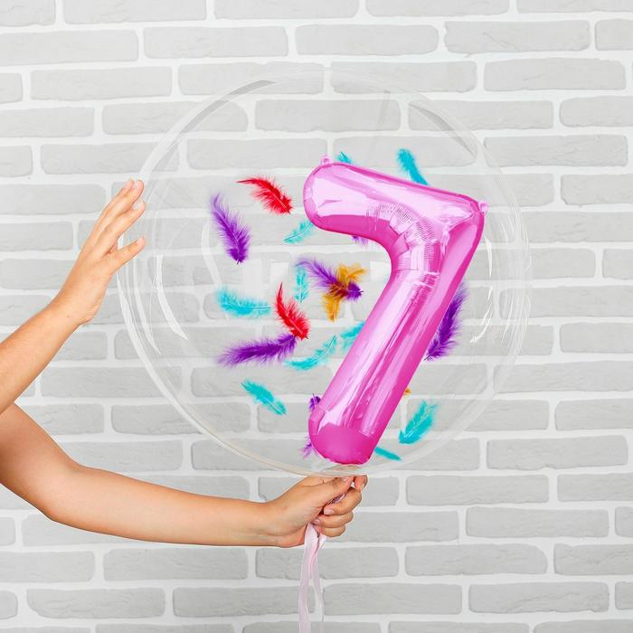 

Шар полимерный 16", 20" «7 лет», фольга, перья, розовый