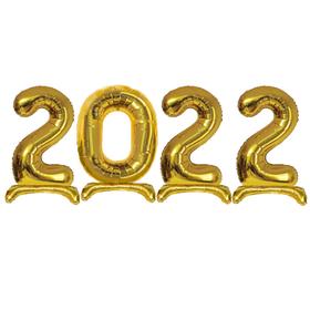 

Шар фольгированный 34" «2022», золотые цифры на подставке
