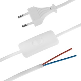Шнур сетевой с выключателем для бра, 1,5 м, ШВВП 2 х 0.5 мм2, белый Ош