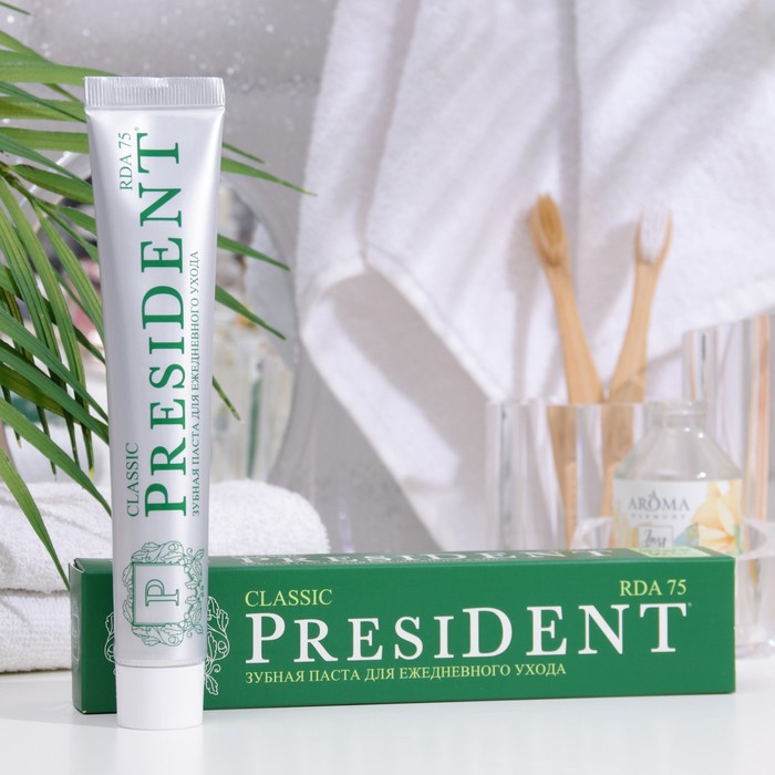 Зубная паста President Classic, 75 RDA, 75 мл president зубная паста president classic 75 rda 75 мл