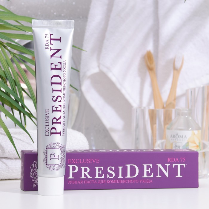 Зубная паста President Exclusive, 75 RDA, 75 мл president зубная паста для комплексного ухода rda 75 75 мл president exclusive
