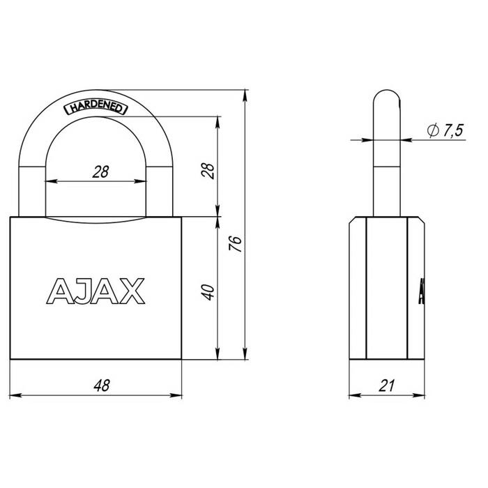 Замок навесной PD-01-50 англ. 3 кл.