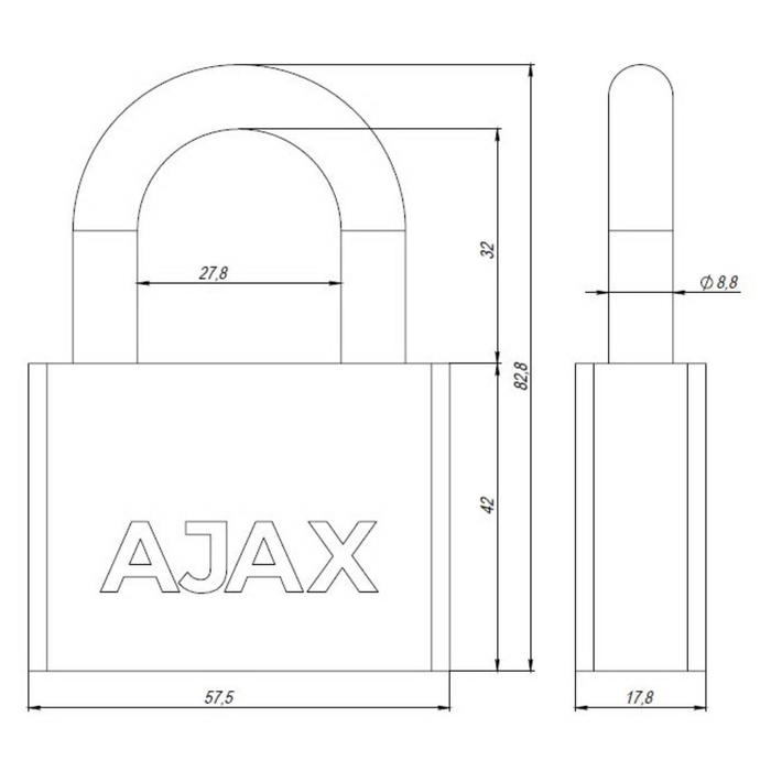фото Замок навесной pd-30-60, фин. 3кл. ajax
