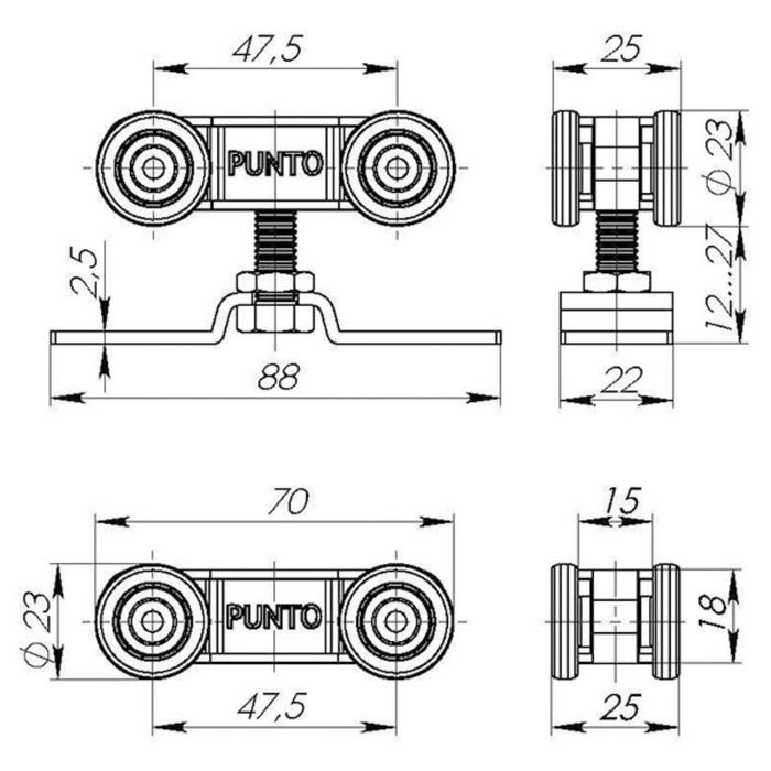 фото Комплект роликов для раздвижных дверей soft line 45/4 punto