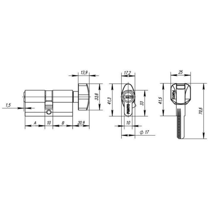 Цилиндровый механизм с вертушкой Z402/120 mm (55+10+55) CP, 5 кл., цвет хром