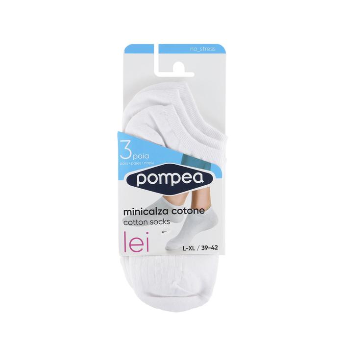 фото Носки женские mini calza cotone, цвет bianco, размер 35-38, 3 пары pompea