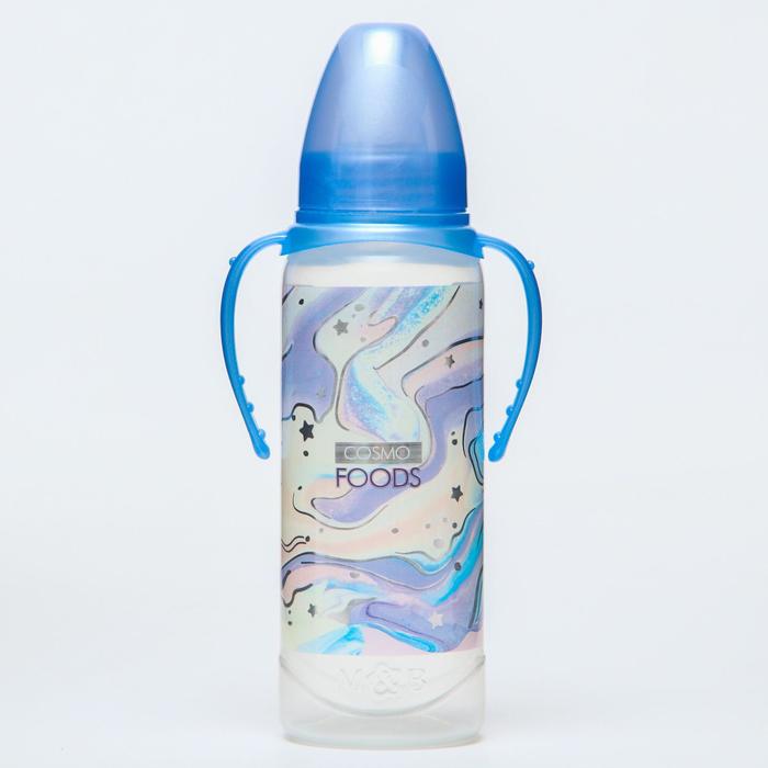 

Бутылочка для кормления Cosmo Food, классическое горло, от 0 мес, 250 мл., цилиндр, с ручками