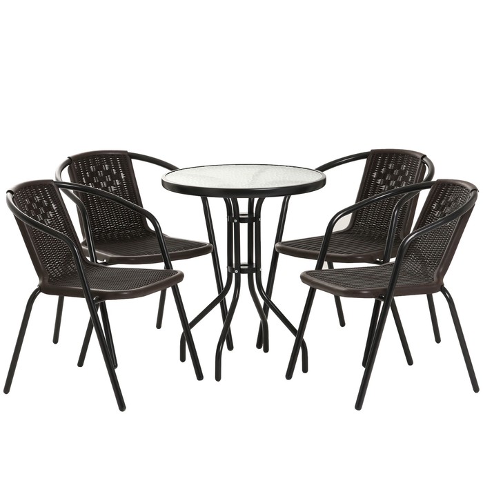Набор садовой мебели: стол, 4 стула, коричневый набор komandor стол 4 стула сверхусиленный 60x120 см коричневый