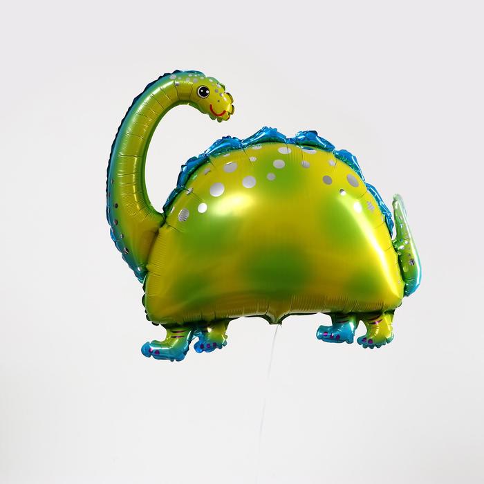 Шар фольгированный 34 «Динозавр-бронтозавр», фигура, цвет зелёный шар игрушка фольгированный 20 динозавр в скорлупе цвет зелёный