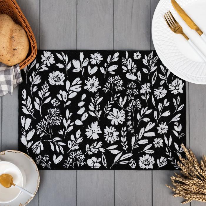 

Салфетка "Этель" Flowers black 30х45 см вид 1, 100% пэ, 370 г/м2
