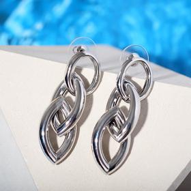 

Серьги металл "Цепь" эллипс 3 звена, цвет серебро