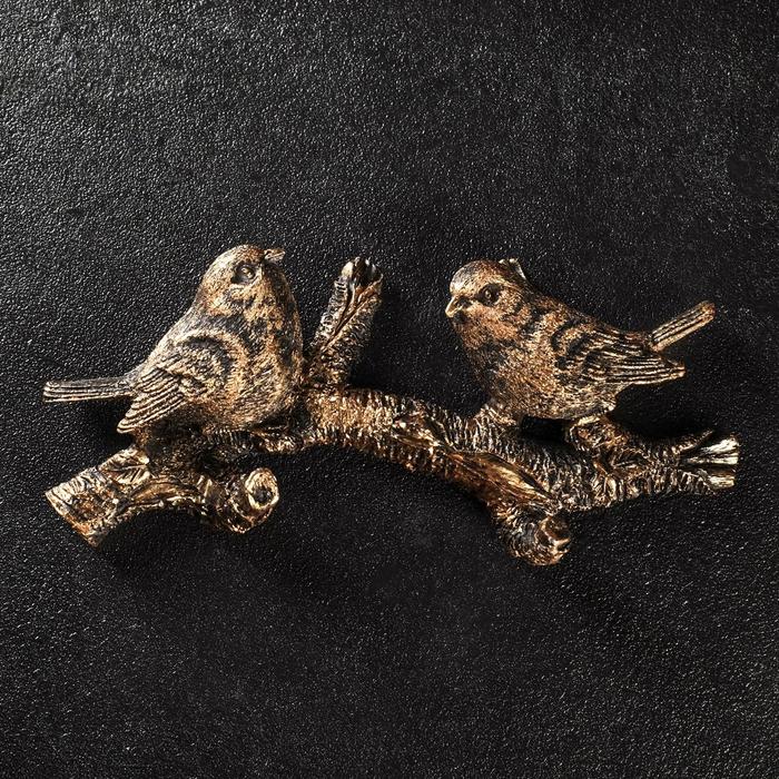 Подвесной декор Веточка с двумя птичками бронза