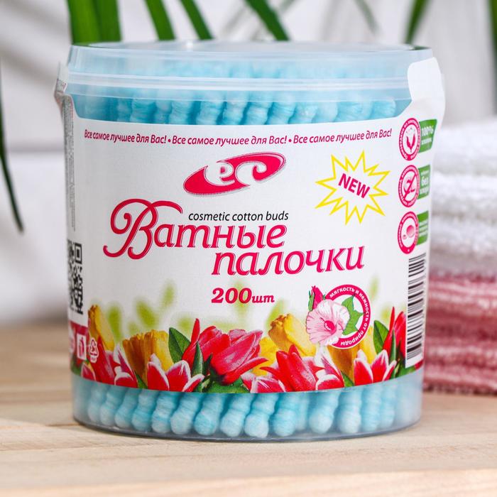 

Ватные палочки косметические со спиралевидным намотом голубые по 200 шт в банке МИКС