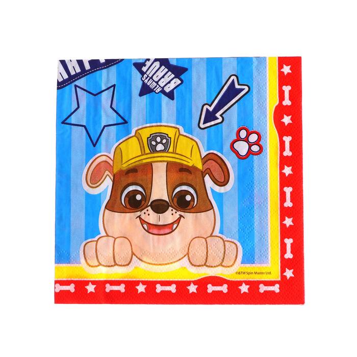 Салфетки бумажные «Щенячий патруль», трехслойные, 33х33 см, набор 20 шт. 7041570