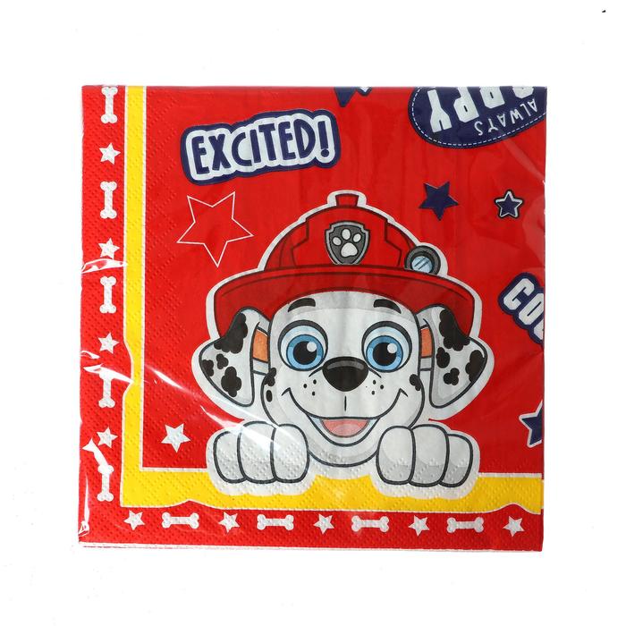 Салфетки бумажные «Щенячий патруль», трехслойные, 33х33 см, набор 20 шт. 7041570