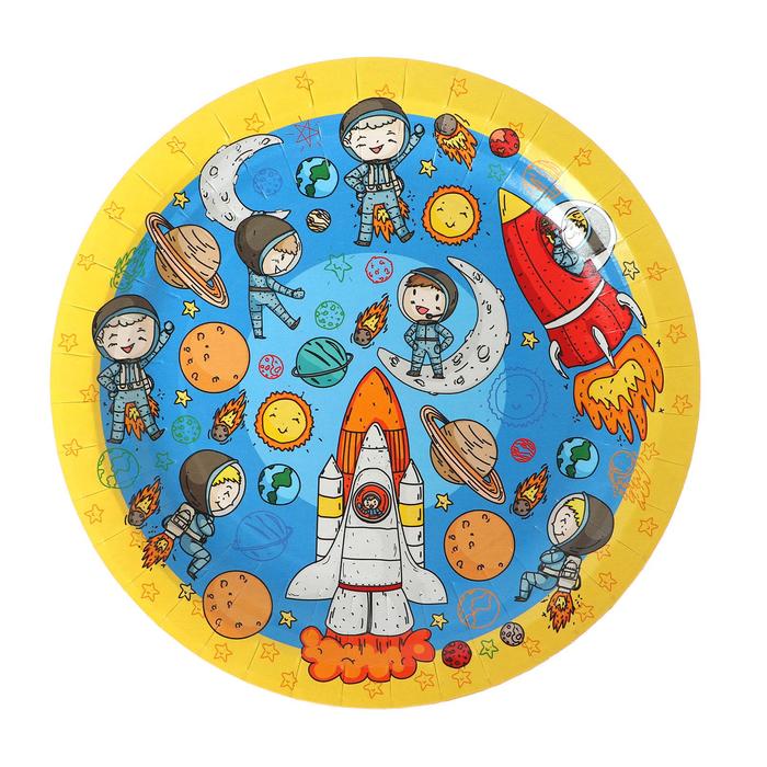 

Тарелка бумажная «Космонавты», 18 см, 6 шт.