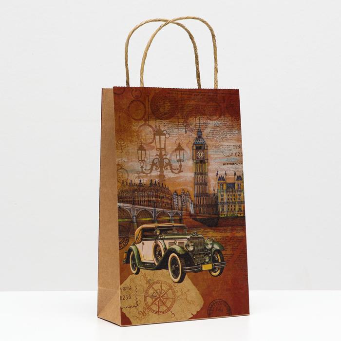 

Пакет подарочный "Лондон", крафт, 26,5 х 16.5 х 7 см