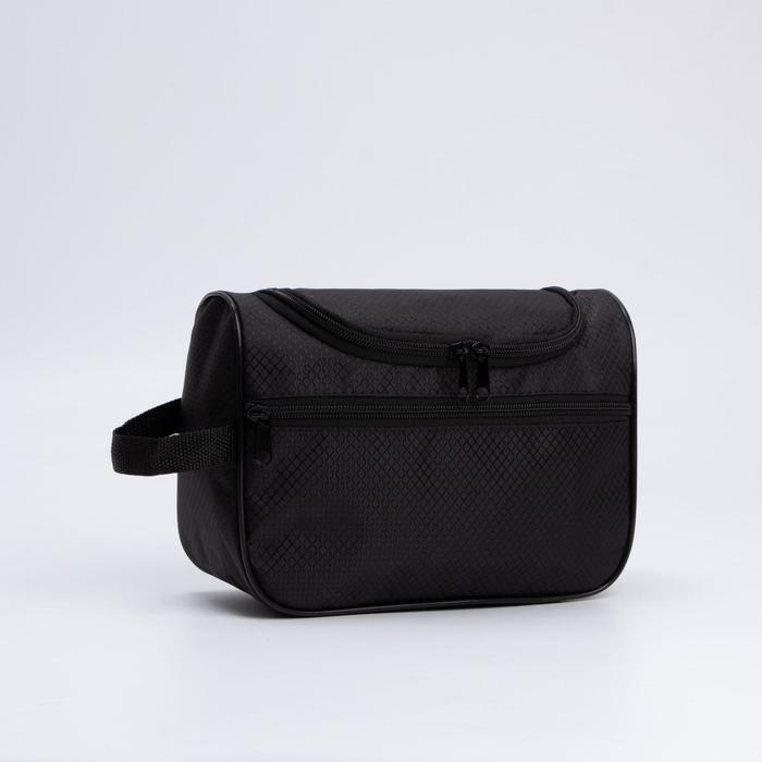 фото Косметичка-сумка, отдел на молнии, наружный карман, с ручкой, цвет чёрный бако текстиль