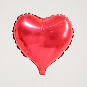 Шар фольгированный 9', мини-сердце, цвет красный, с клапаном Ош