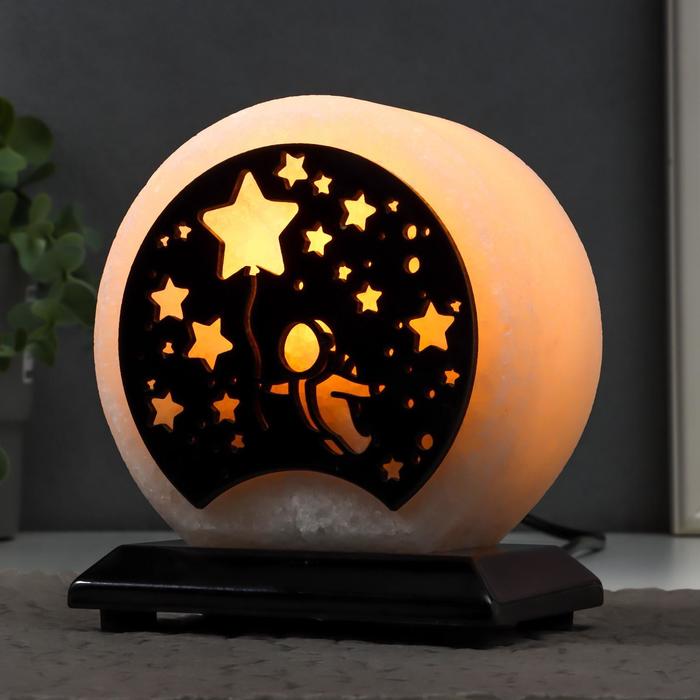 Соляной светильник "Космонавт и звезды" E14 15Вт диммер бел.соль 1,5-2 кг 13х8х15 см 7042893