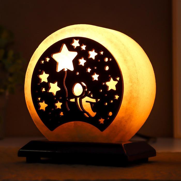 Соляной светильник "Космонавт и звезды" E14 15Вт диммер бел.соль 1,5-2 кг 13х8х15 см 7042893