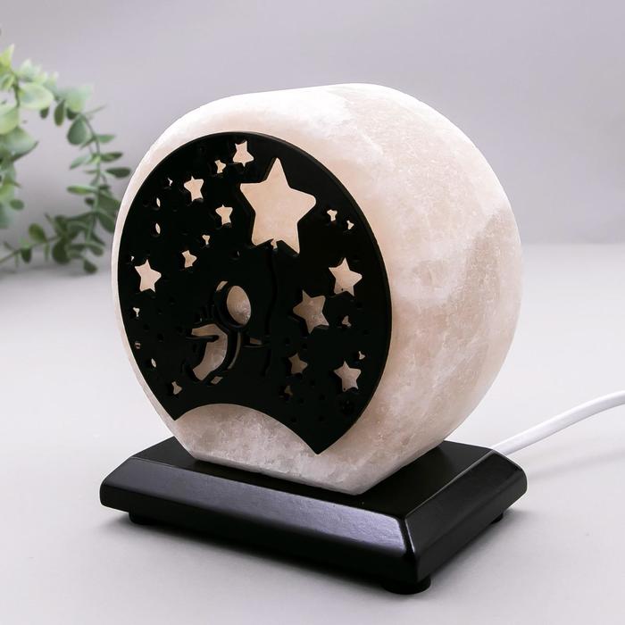 Соляной светильник "Космонавт и звезды" E14 15Вт диммер бел.соль 1,5-2 кг 13х8х15 см 7042893