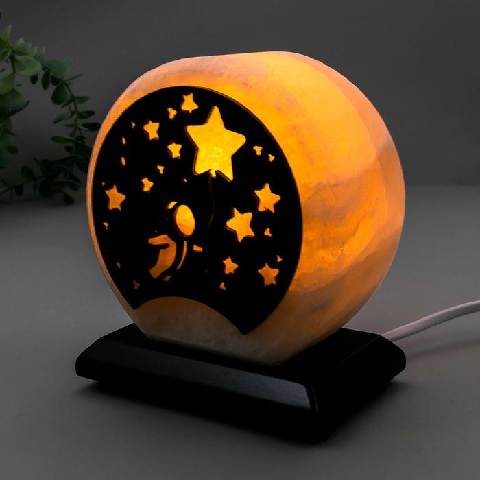 Соляной светильник "Космонавт и звезды" E14 15Вт диммер бел.соль 1,5-2 кг 13х8х15 см 7042893