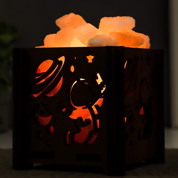 Соляной светильник "Космонавт" E14 15Вт диммер бел. соль 1,8 кг 12х12х15 см 7042901