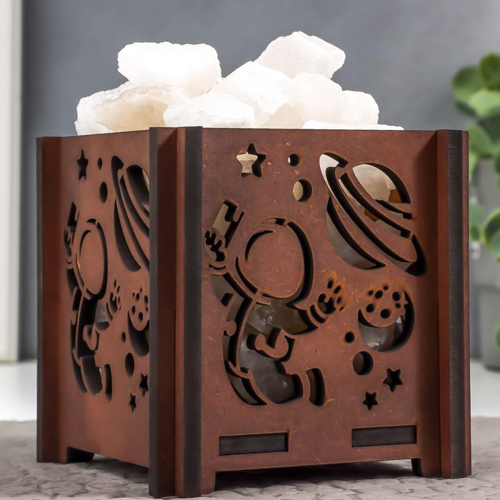 Соляной светильник "Космонавт" E14 15Вт диммер бел. соль 1,8 кг 12х12х15 см 7042901