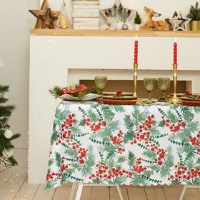 Скатерть новогодняя Доляна 'Сhristmas berries' 110*145 +/- 2 см, 100% п/э Ош