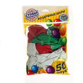 

Шар воздушный 12" «Снеговик», зелёный, красный, белый 50 шт.