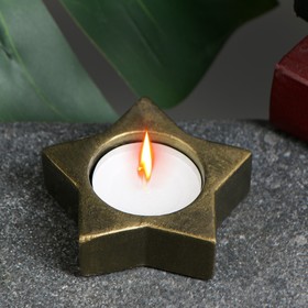 Подсвечник 'Звезда' состаренное золото, 6х6х3 см, для свечи 3,5 см Ош