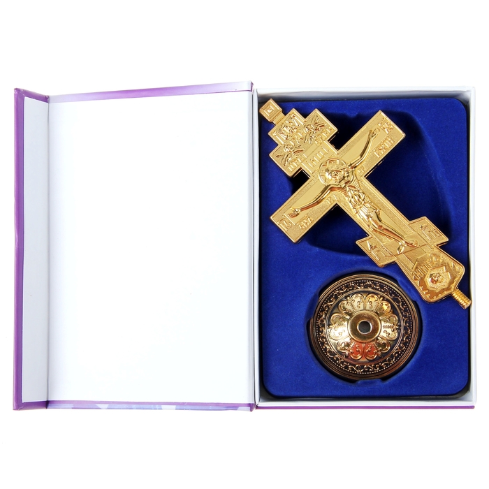 Крест на подставке "Православный", золотистый цвет