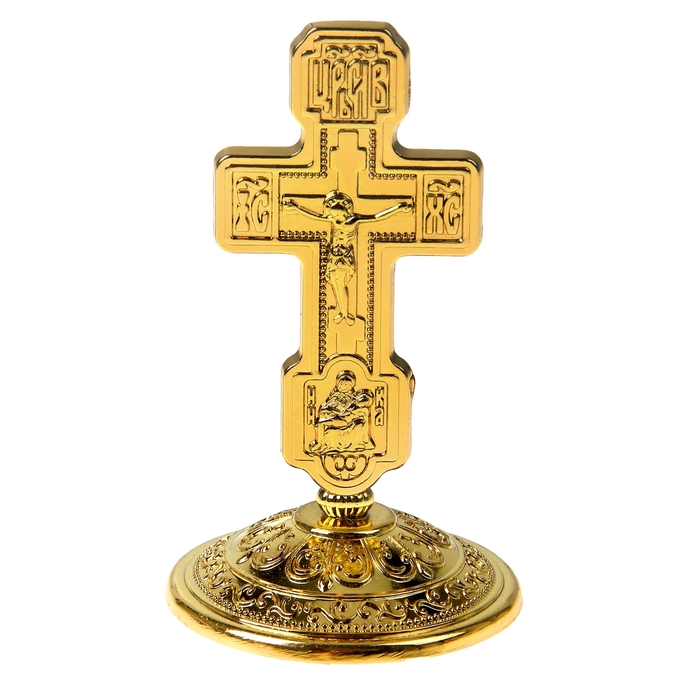 Крест на подставке "Русь", золотистый цвет