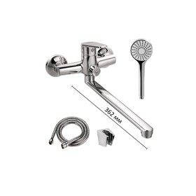 

Смеситель для ванны Dorff Prime D4095000, однорычажный, длинный излив, душевой набор, хром
