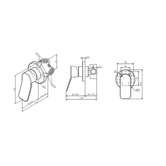 

Смеситель для душа AM.PM X-Joy F85A65000, монтируемый в стену, цвет хром