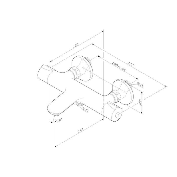 

Смеситель для ванны AM.PM X-Joy F85A15000, однорычажный, длина излива 164 мм, лейка, хром
