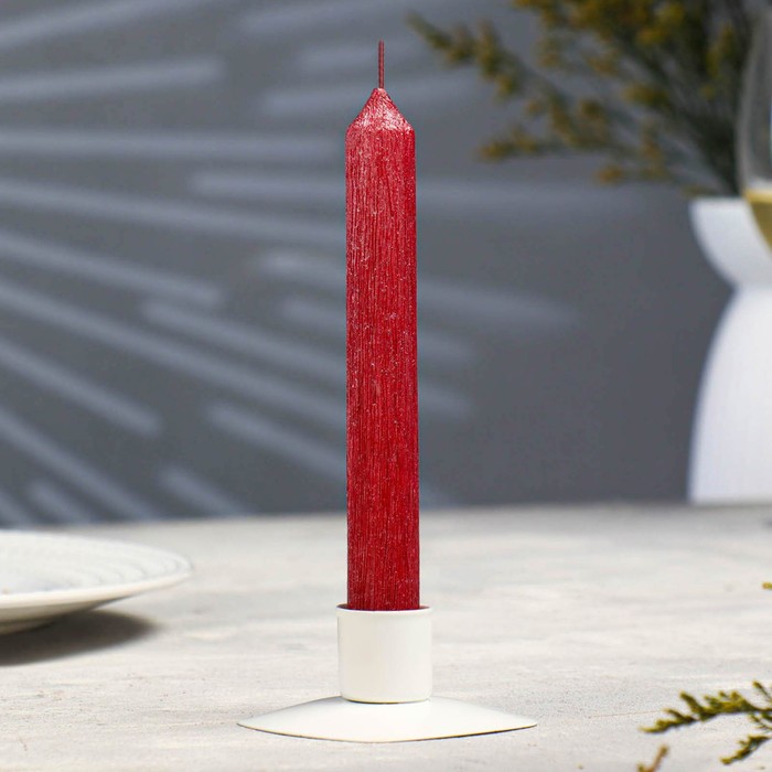 Свеча античная Винтаж, 17х1,8 см, лакированная красная