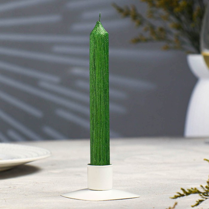 Свеча античная Винтаж, 17х1,8 см, лакированная зеленая