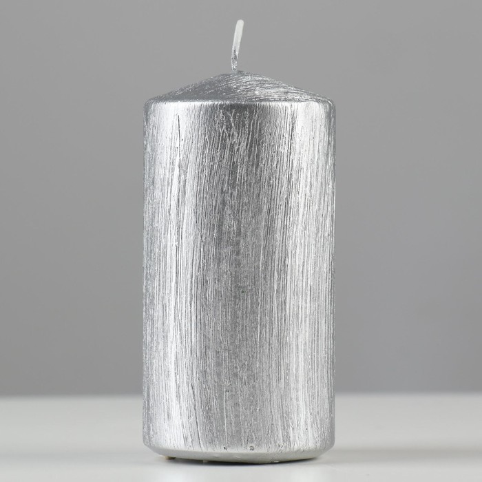 Свеча - цилиндр Винтаж, 5х10 см, серебро