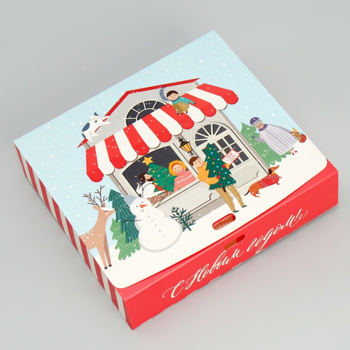 Складная коробка подарочная «Новогодние истории», 20 х 18 х 5 см, БЕЗ ЛЕНТЫ