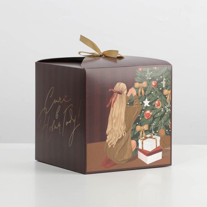 Коробка складная «Сияй в новом году», 18 × 18 × 18 см artfox набор цветных ручек с блестками 4 шт сияй в новом году