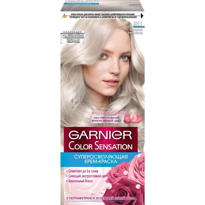 Крем-краска для волос Garnier Color Sensation, суперосветляющая, тон 911 дымчатый ультраблонд фотографии