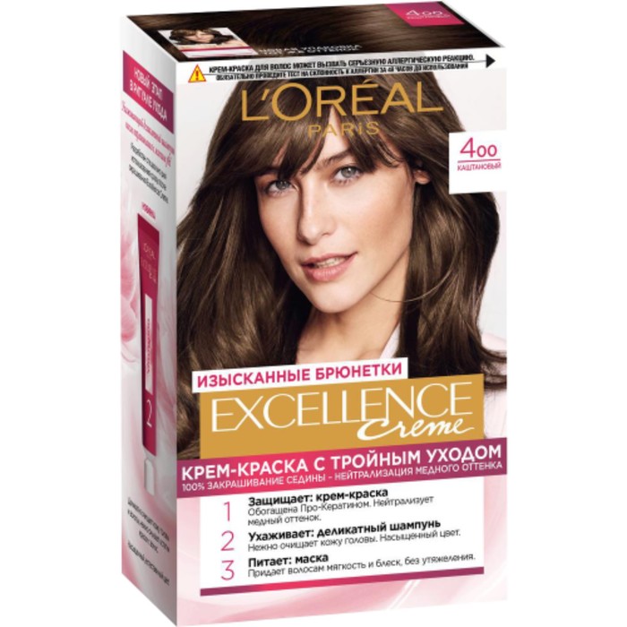 Крем-краска для волос L'Oreal Excellence Creme, тон 400 каштановый