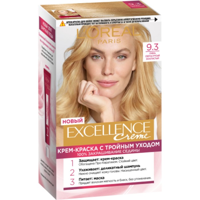 

Крем-краска для волос L'Oreal Excellence Creme, тон 9.3 очень светло-русый золотистый