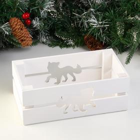 

Кашпо деревянное двуреечное "Символ года 2022. Тигренок" белое, 24,5х12,5х9 см