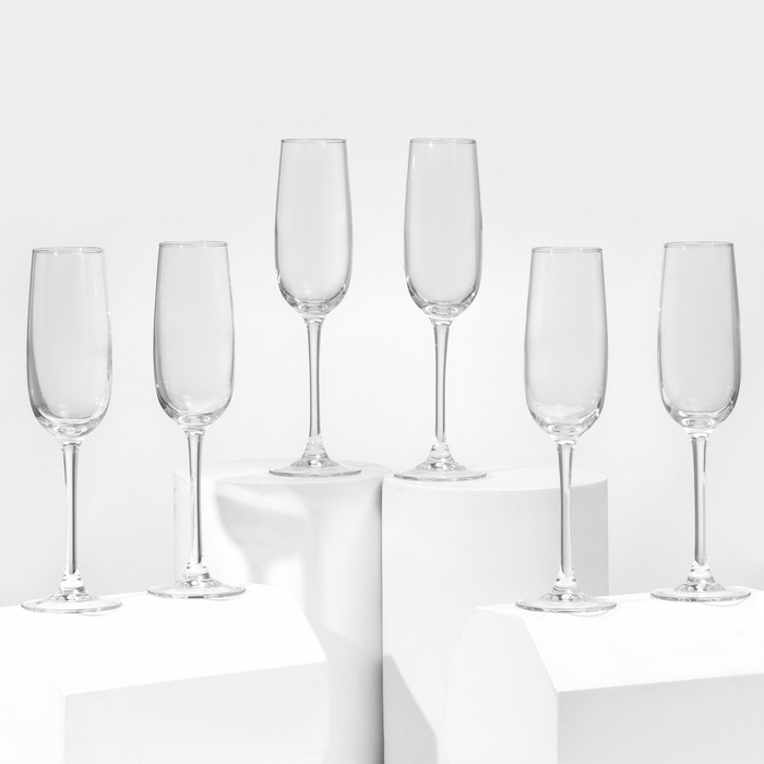 Набор стеклянных бокалов для шампанского «Аллегресс», 175 мл, 6 шт набор бокалов аллегресс лилак 175 мл 4 шт