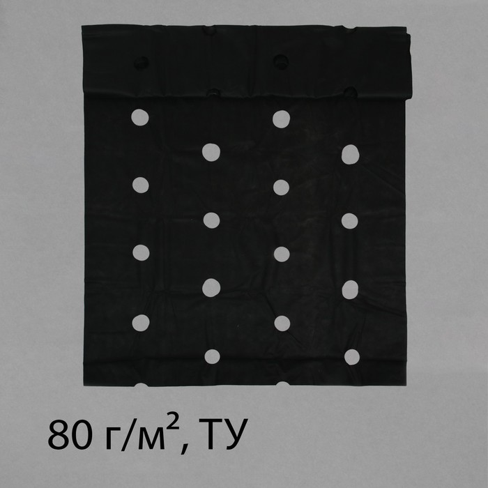 Материал мульчирующий, с перфорацией (4 ряда), 20 × 1,6 м, плотность 80 г/м², с УФ-стабилизатором, чёрный, Greengo, Эконом 20%