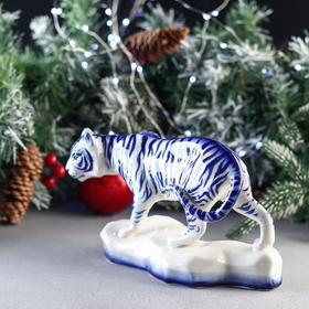 

Сувенир "Тигр Николай", 24х10,5х13,5 см, гжель