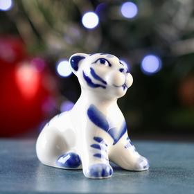 

Сувенир "Тигр Васька", 4х5,5х5,5 см, гжель